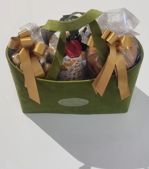 Gift bag in velluto verde pistacchio