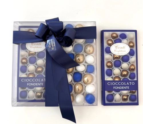 Tavoletta di cioccolato fondente e confetti