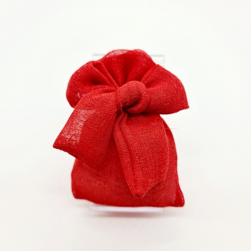 Sacchetto in garza di lino rosso