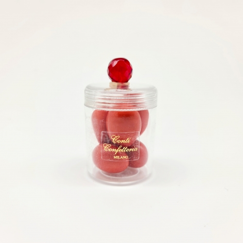 Cilindro in plexiglas con cristallo rosso